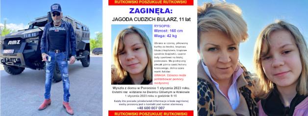 RUTKOWSKI: Zaginęła 11-letnia JAGODA CUDZICH BULARZ! Na prośbę mamy rozpoczynamy poszukiwania i oferujemy nagrodę za miejsce wskazania jej pobytu!